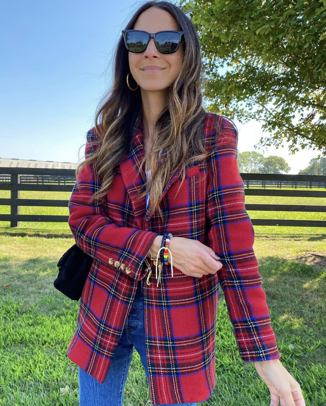 something navy plaid blazer