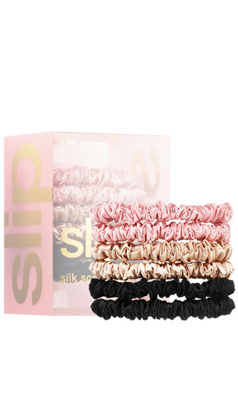 Slip Small Slipsilk™ Scrunchies, pink, beige, and black