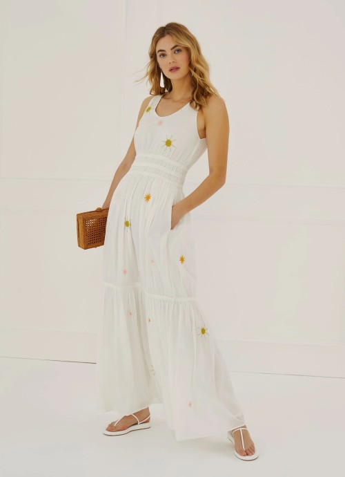 Embroidered Tiered Maxi Dress