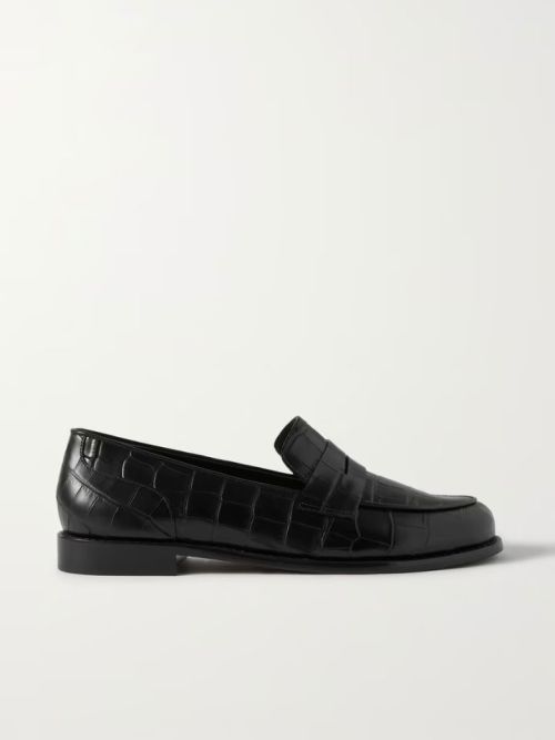 PORTE & PAIRE Croc-effect leather loafers