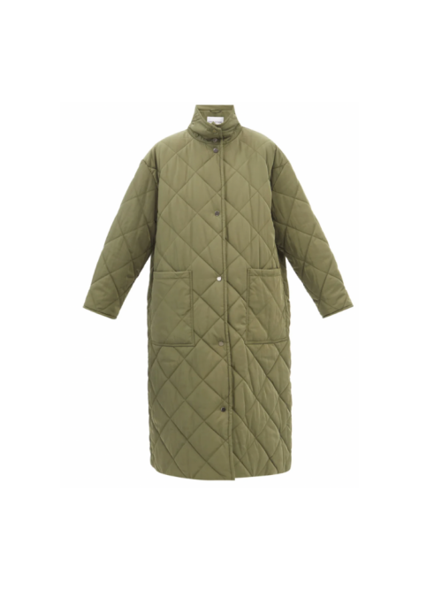 Stand Studio Green Sage quilted recycled-fibre coat