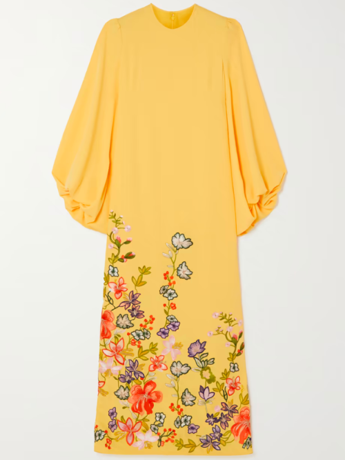 COSTARELLOS Zinnia embroidered crepe gown