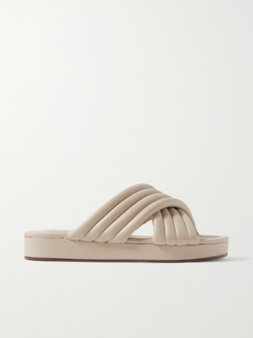 PORTE & PAIRE Quilted leather slides