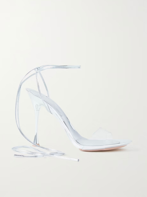 GIANVITO ROSSI Spice Glass 95 metallic leather and PVC sandals