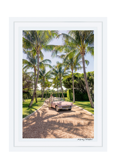 A Fine Art Print by Gray Malin with palm trees and car
