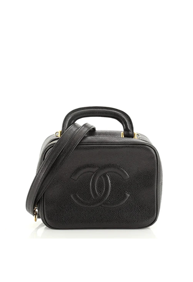 CHANEL Vintage Timeless Vanity Case Caviar Small in black
