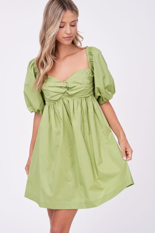 EN SAISON Green Poplin Babydoll Dress