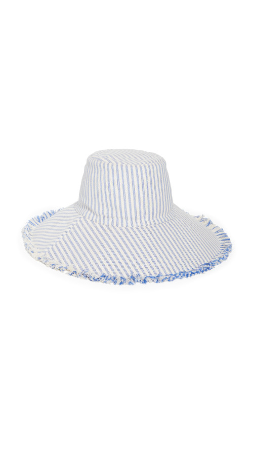 Hat Attack Blue and White Canvas Packable Hat   
