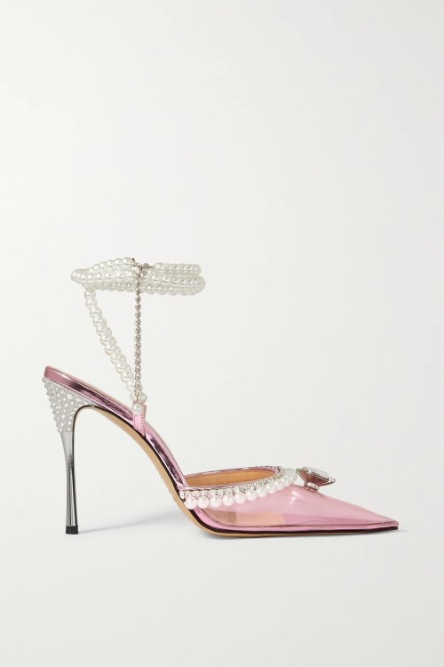 MACH & MACH
Diamond of Elizabeth embellished PVC and patent-leather sandals in pink