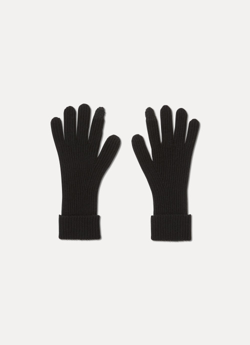 Ribbed Gloves in Black