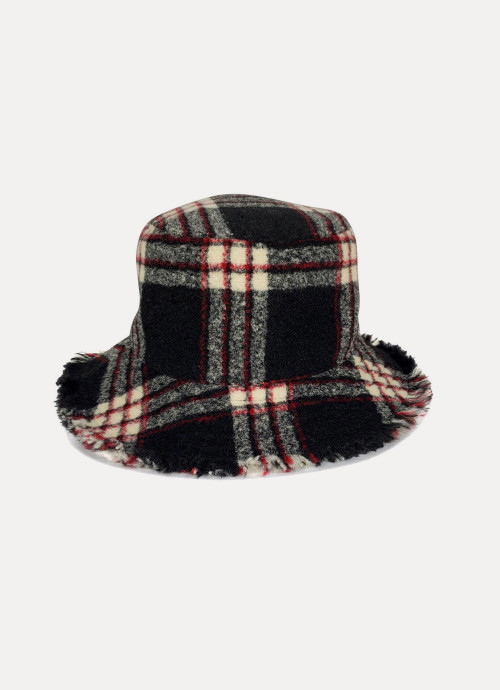 HAT ATTACK Flannel Black and Red Plaid Bucket Hat