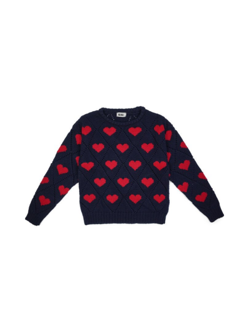 GiGi Knitwear Love Sweater Mini, Navy with red hearts