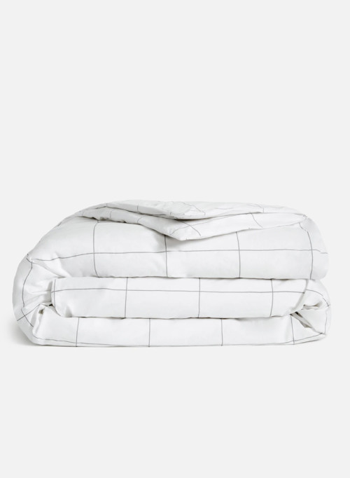 Brooklinen Luxe Duvet Cover in white and gray check