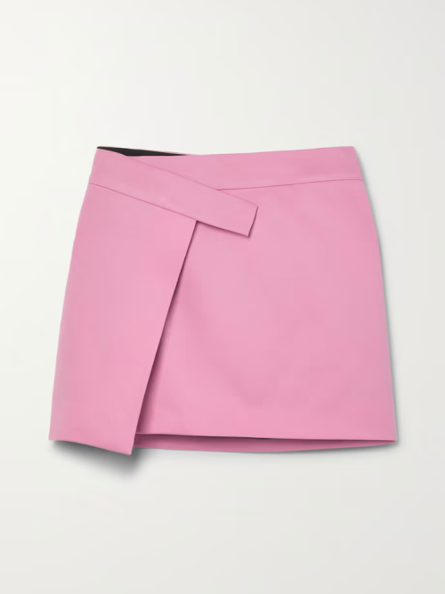 THE ATTICO Cloe asymmetric wool-blend twill mini wrap skirt