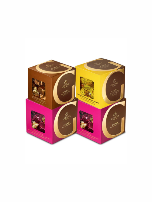 Godiva 4-Piece Milk Chocolate, Caramel & Hazelnut G Cube Set