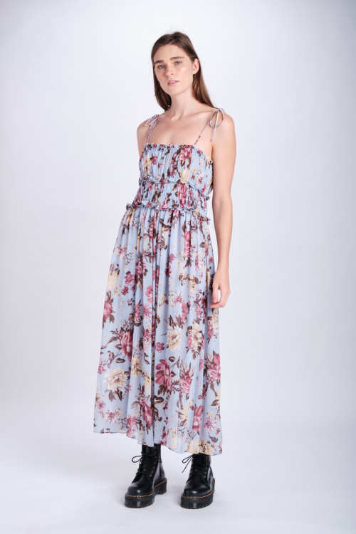 En Saison Blue Floral Print Maxi Dress