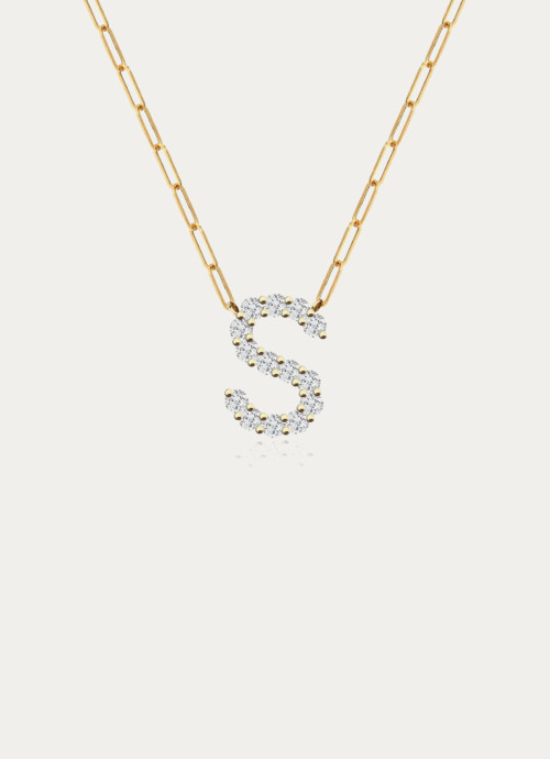 ALEV JEWELRY
Large Diamond Initial Paperclip Necklace
