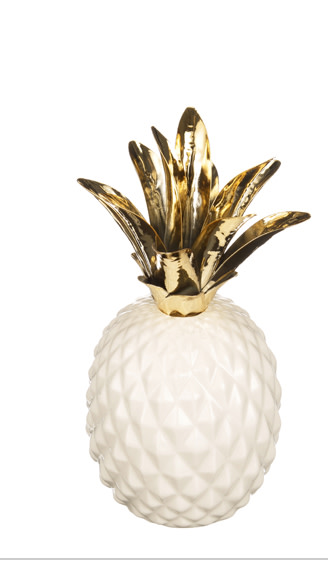 Better Homes & Gardens Decorative Ceramic Pineapple, White and Gold