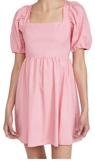 WAYF pink Tie Back Puff Sleeve Mini Dress  
