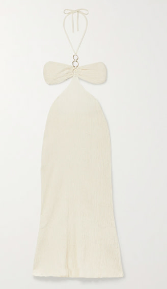 Savannah Morrow The Label Mina Open-Back Crinkled Organic Cotton-Gauze Cream Maxi Dress