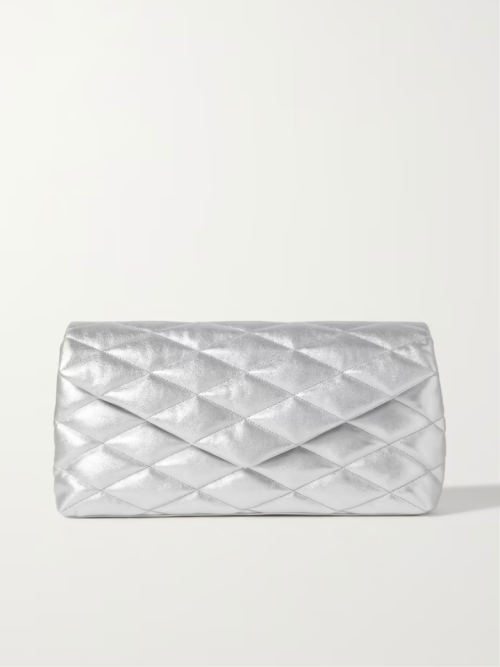 SAINT LAURENT Sade large metallic quilted leather clutch