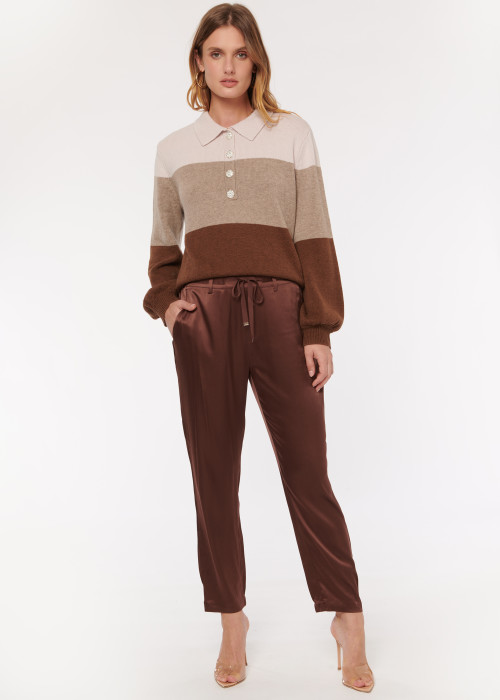 Cami NYC Alex Pant in brown silk with drawstring