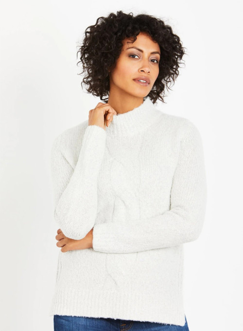 A Pea in the Pod White Ripe Pull Over Cable Knit Nursing Sweater
