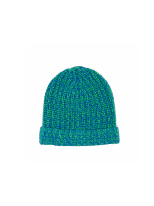 THE ELDER STATESMAN
Jumbo ribbed-cashmere beanie hat in blue and green