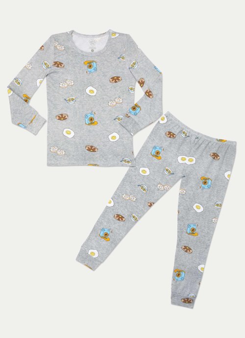 LOVEY&GRINK Gray Unisex Breakfast Pajamas