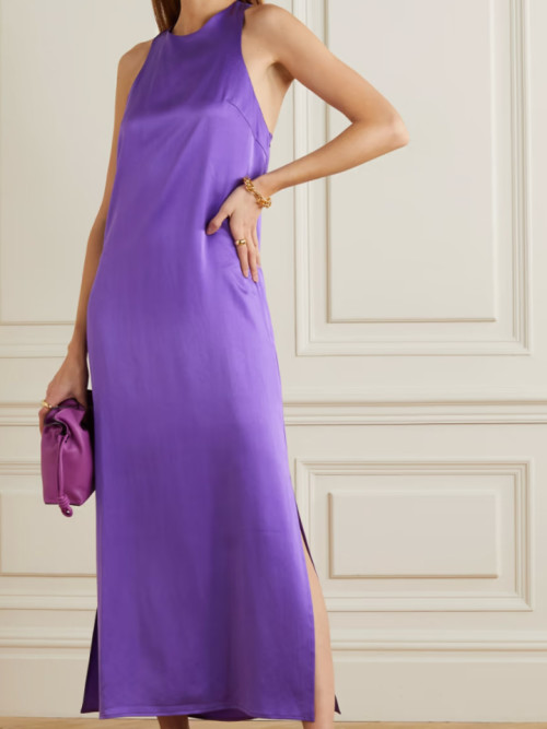 LOULOU STUDIO Sula Twisted Silk-Satin Maxi Dress in purple