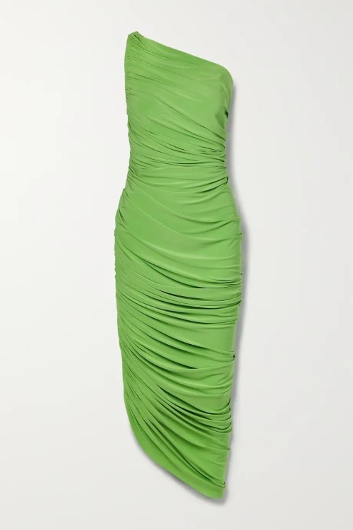NORMA KAMALI
Diana one-shoulder ruched stretch-jersey dress in green