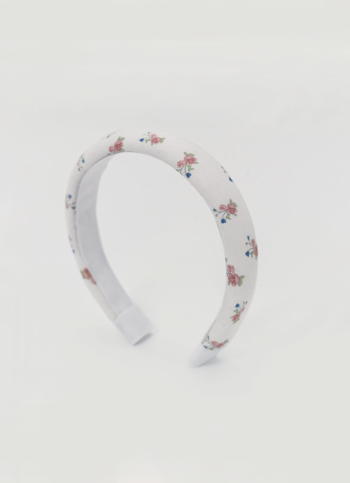 Dondolo Emilia Headband, white with pink floral pattern