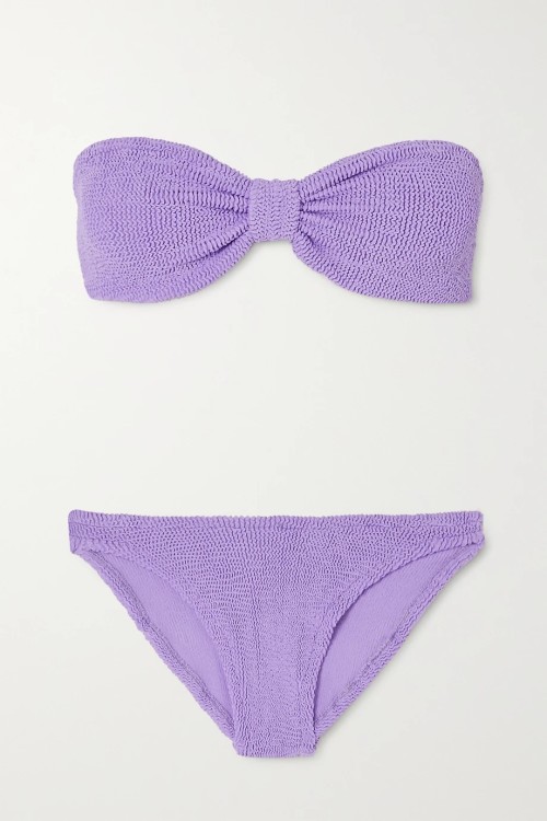Hunza G Jean Seersucker Bandeau Bikini in lilac