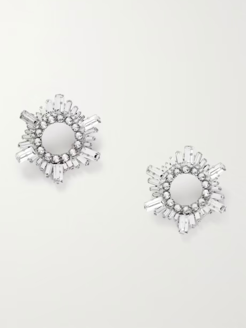 AMINA MUADDI Begum mini silver-tone  and crystal earrings
