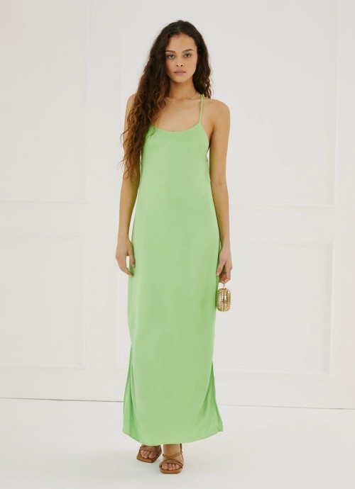 Something Navy Silky Essential Slip Dress in green
