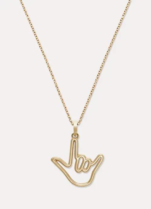 rose byander Yellow Gold Love Sign Pendant Necklace