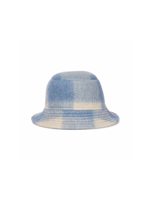 ISABEL MARANT Blue and Ivory Checked Haley printed bucket hat
