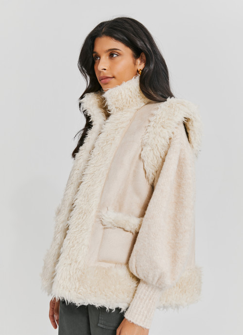 Reversible Faux Shearling Vest in ivory