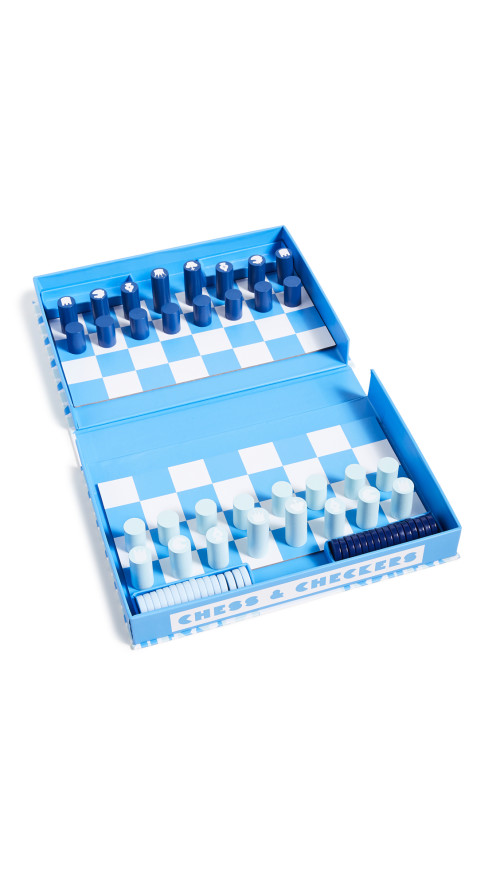 SUNNYLIFE Blue Board Game Chess & Checkers