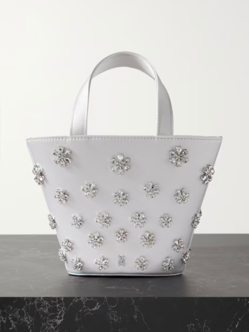 AMINA MUADDI Lily crystal-embellished satin bucket bag