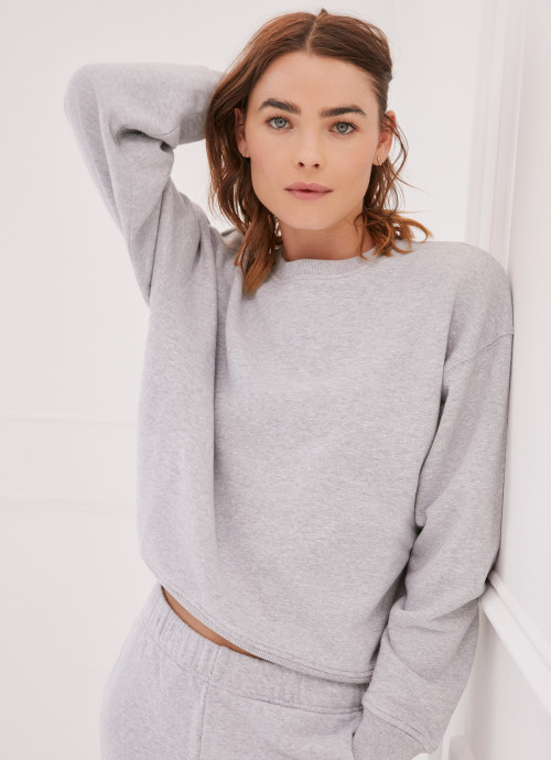 Model in Gray Crewneck Sweatshirt
