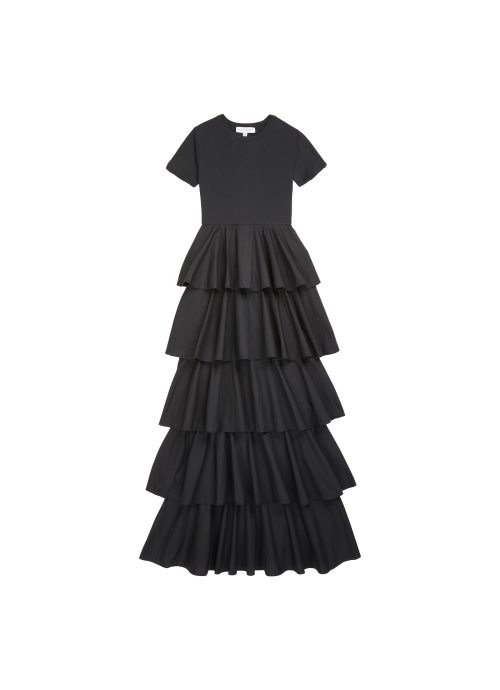 Alexandra Black Tiered Ruffle Dress in black