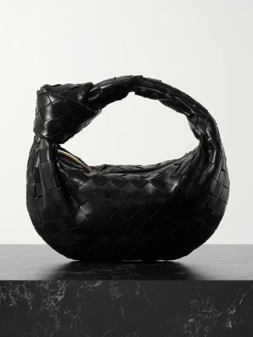 BOTTEGA VENETA Jodie mini knotted intrecciato leather tote in black