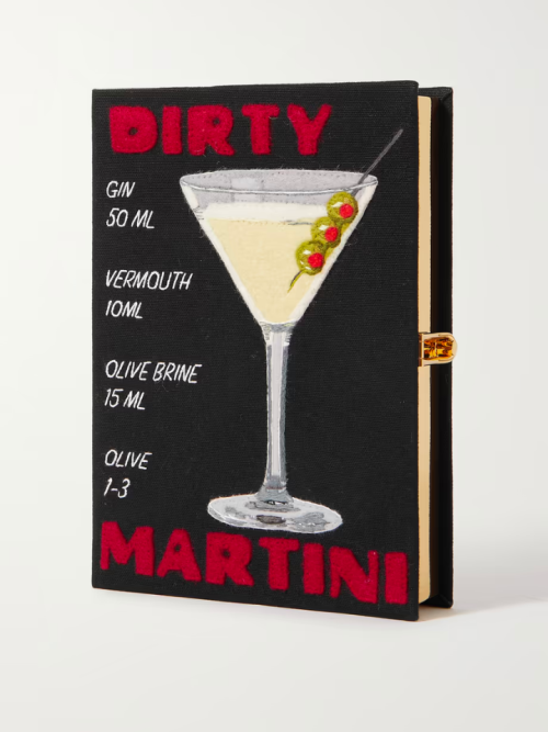 OLYMPIA LE-TAN Dirty Martini embroidered appliquéd canvas clutch