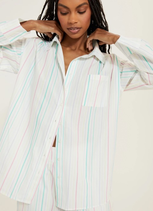 Long Sleeve Woven Pajama Set Pastel/Multi