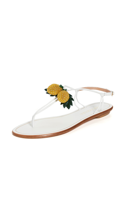 Aquazzura White Limoncello Flat Sandals  