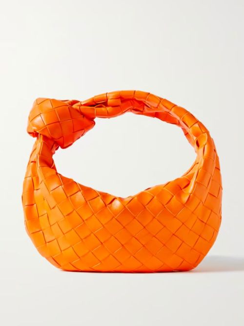 BOTTEGA VENETA
Jodie mini knotted intrecciato leather tote orange