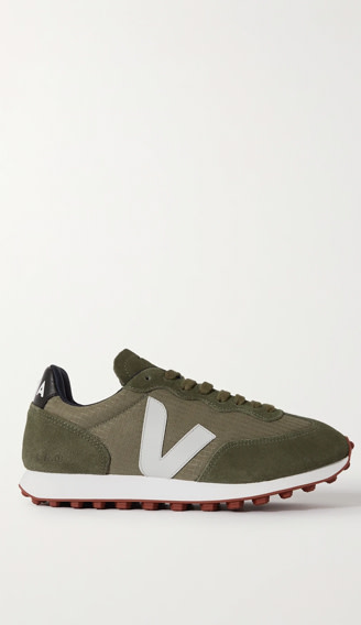 VEJA
Rio Branco Leather-Trimmed Ripstop and Green Suede Sneakers