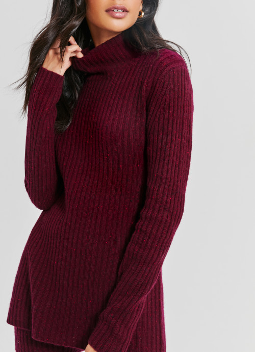 SOMETHING NAVY
Ribbed Turtleneck Sweater in burgundy