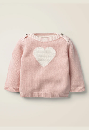 Boden Pink Cashmere Heart Sweater